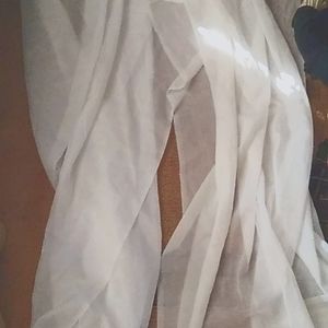 White satin curtains